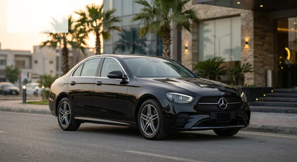 Executive Mercedes-Benz E-Class available for VIP protocol rental Karachi from Rent a Car in Karachi