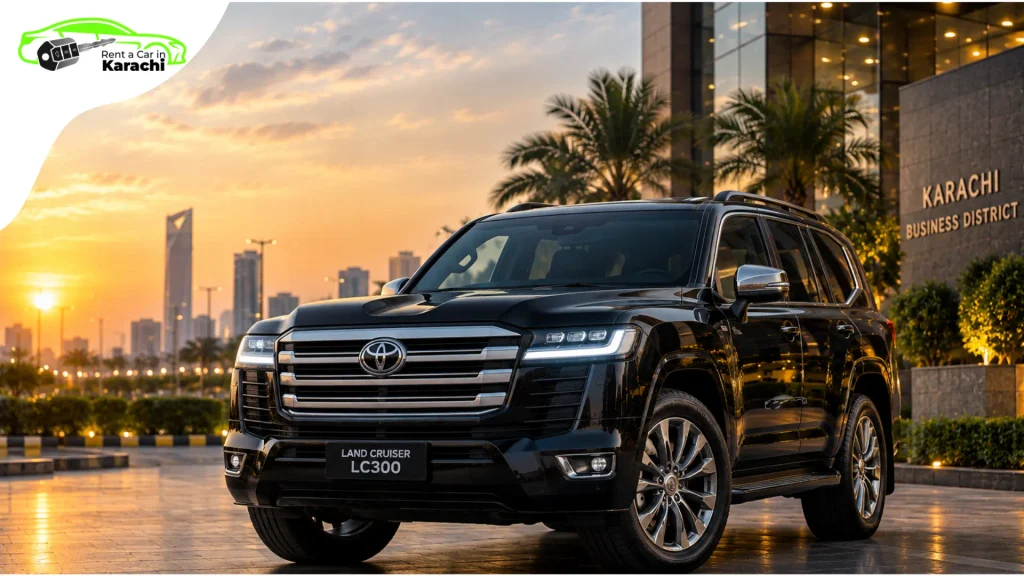 Text: Executive Car Hire Karachi and Rent a Car in Karachi