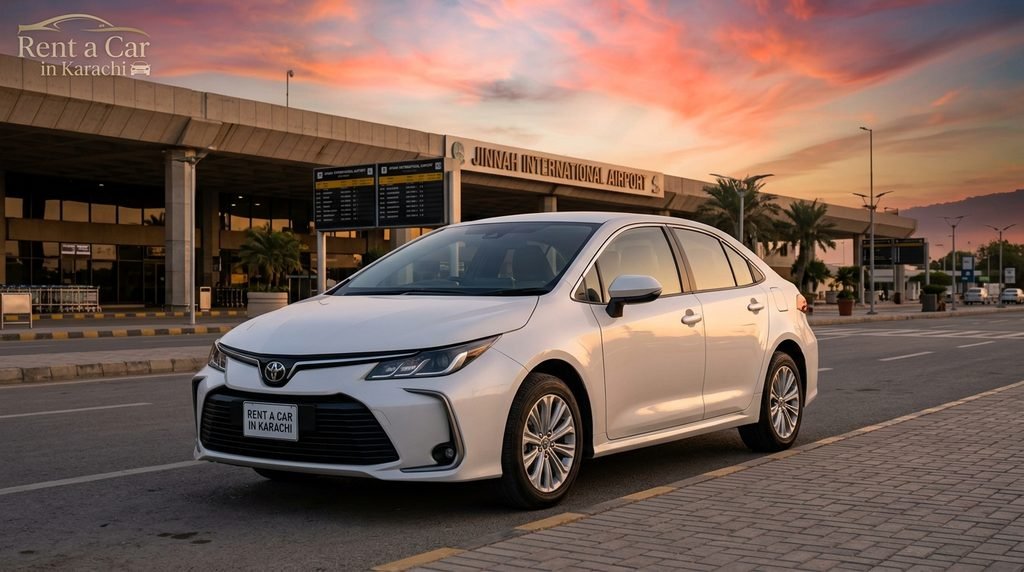 Premium Toyota sedan for Karachi Airport Car Rental by Rent a Car in Karachi